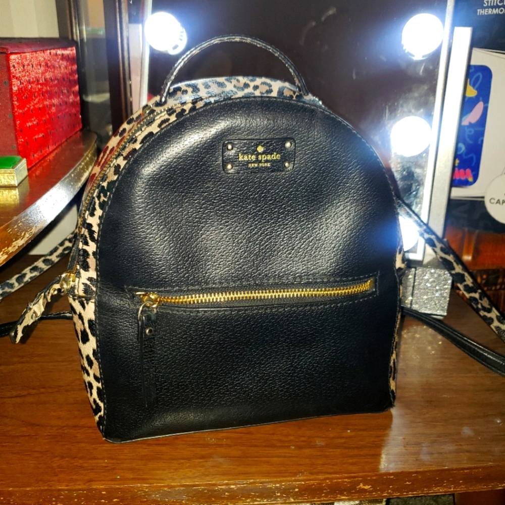Authentic Kate Spade leopard mini backpack
